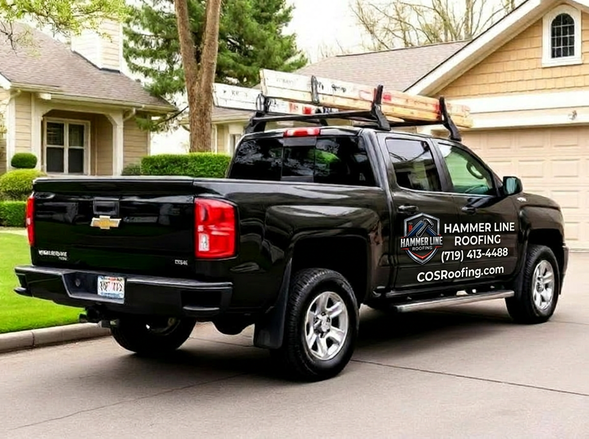 Hammer Line Roofing truck